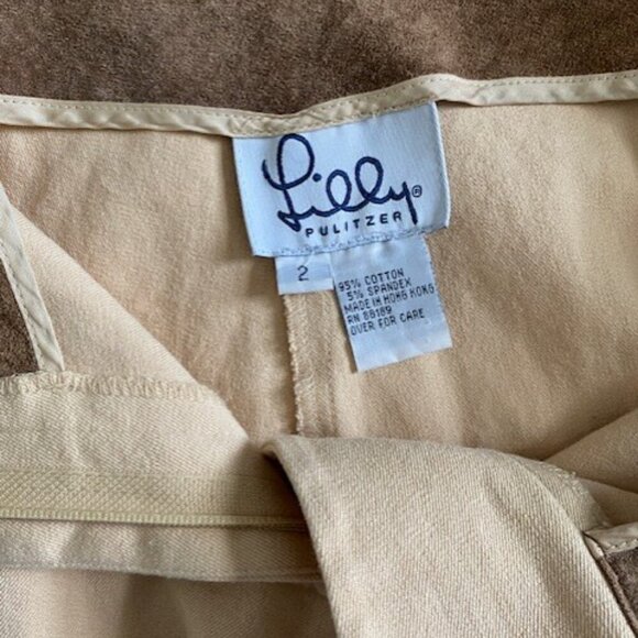 VINTAGE LILLY PULITZER Tan Khaki Stretch Pants Sz 2 - Picture 5 of 11
